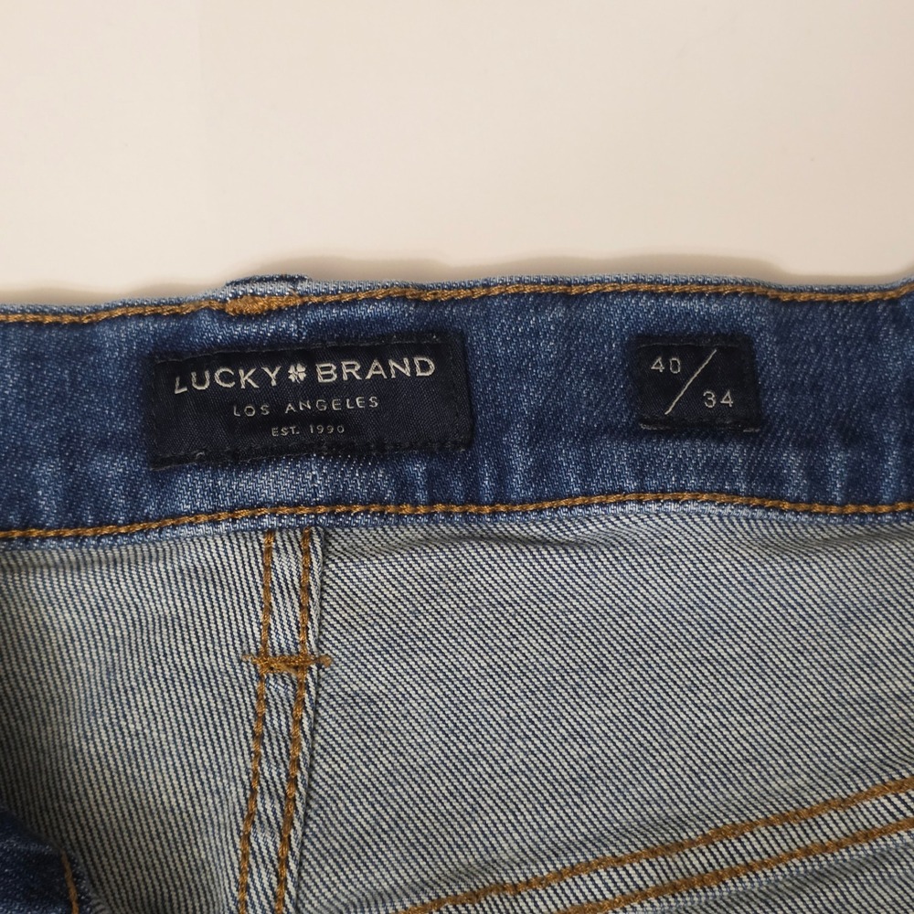 Lucky Brand Jeans Mens 40x31 Blue Denim Athletic Taper Straight Leg Stretch - Picture 5 of 12
